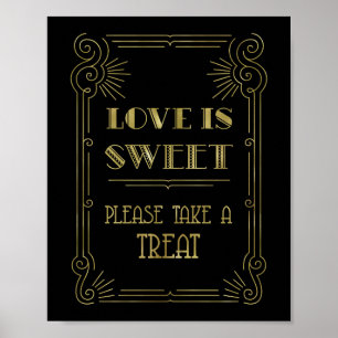 Poster Love is Sweet Candy Bar Mariage Gold Black 1920