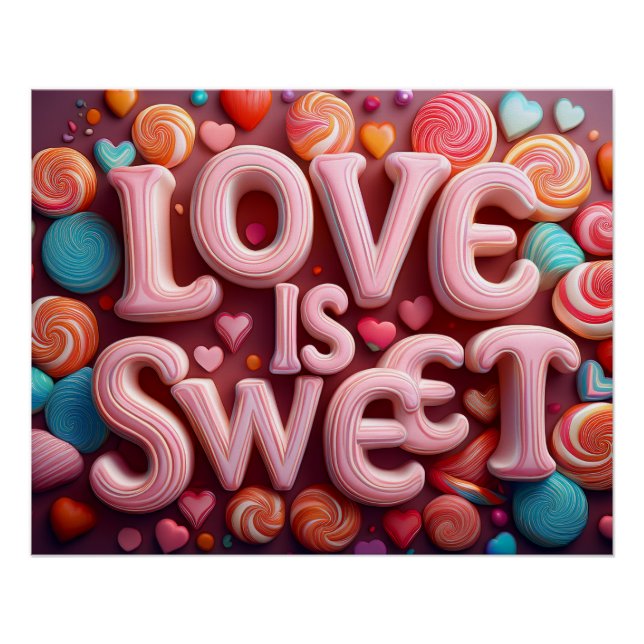 Poster Love Is Sweet Valentine Wedding Typography (Devant)
