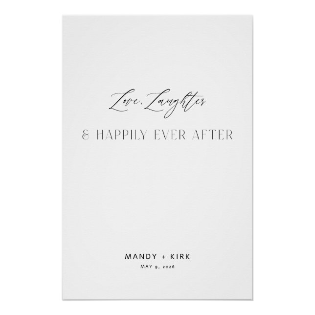 Poster Love Laughter Happily Ever After Wedding Sign (Devant)