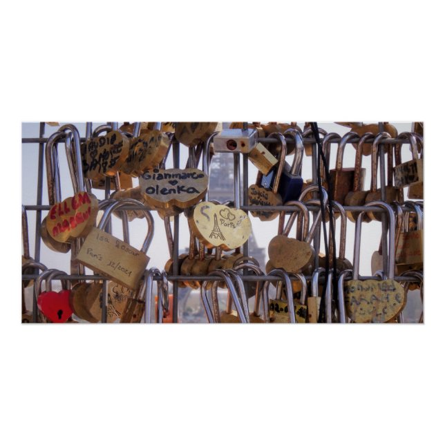 Poster Love Locks et la Tour Eiffel. Paris. France. Poste (Devant)