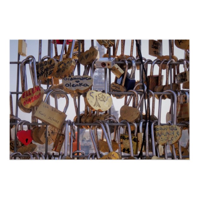 Poster Love Locks et la Tour Eiffel. Paris. France. Poste (Devant)