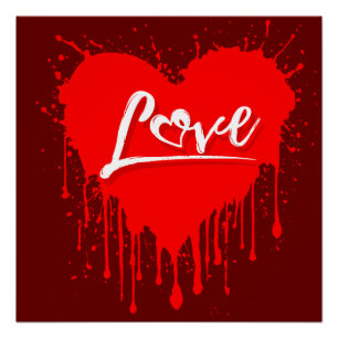POSTER LOVE RED HEART MELTING VALENTINES DAME