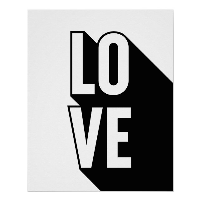 Poster Love Retro Long Shadow Typographie (Devant)