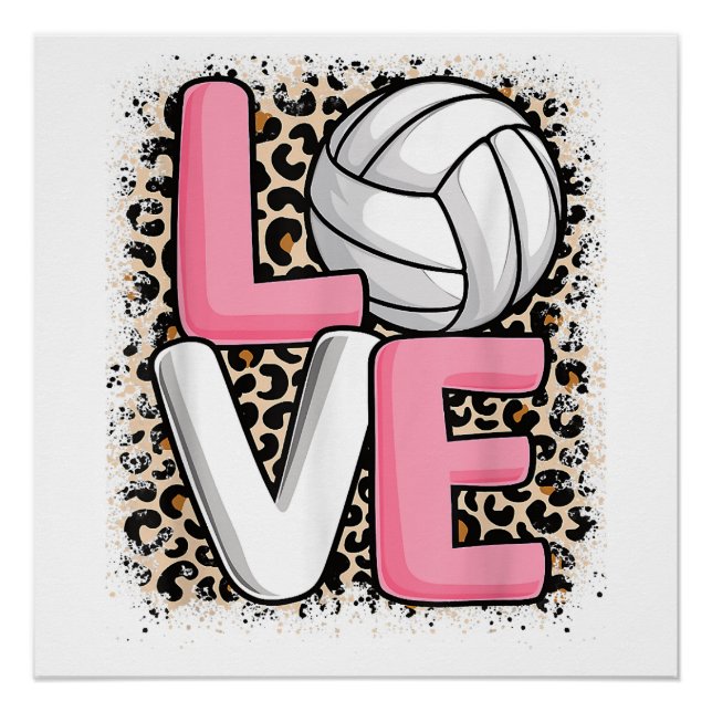 Poster Love Volleyball Empreinte de léopard Filles Volley (Devant)