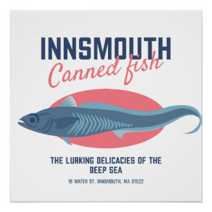 Poster Lovecraftian poisson en conserve à l'innsmouth