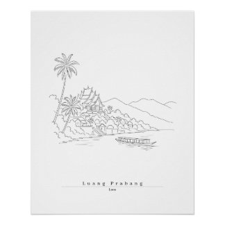 Poster Luang Prabang Laos Art en ligne minimaliste