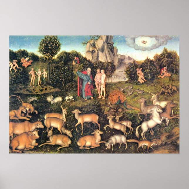 Poster Lucas Cranach l'Ancien - Paradis (Devant)