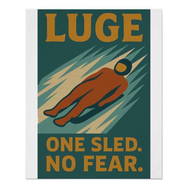 Poster Luge – One Sled. No Fear (Devant)
