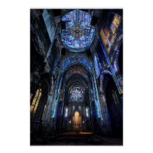Lumière de projection de vitrail de cathédrale en 