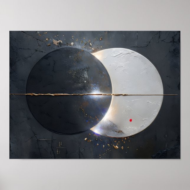 Poster Lunaire Abstrait Eclipse, Papier (Matte) (Devant)
