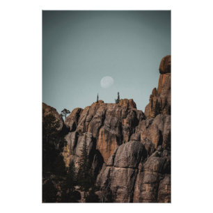 Poster Lune au-dessus des rochers du lac Sylvan