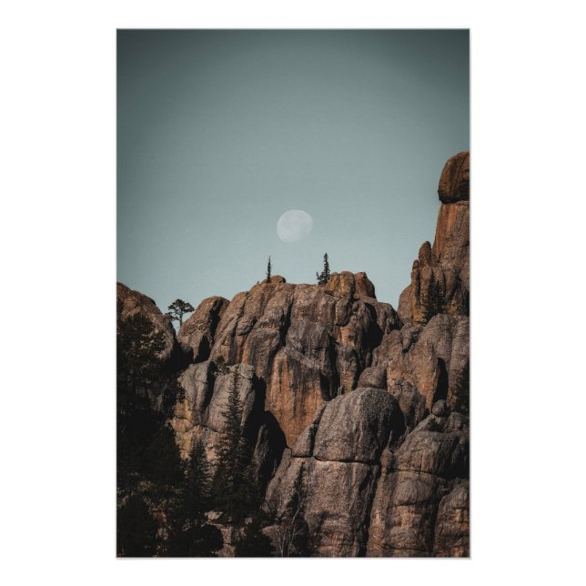 Poster Lune au-dessus des rochers du lac Sylvan (Devant)