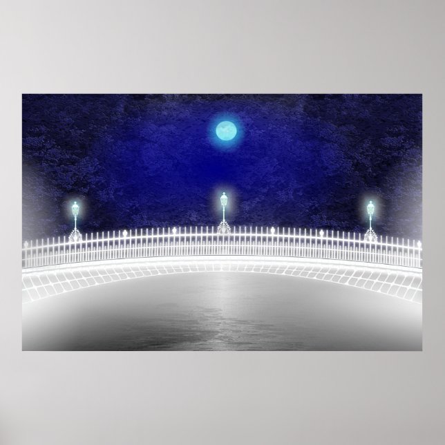 POSTER LUNE BLEUE SUR LE PONT HAPENNY (Devant)