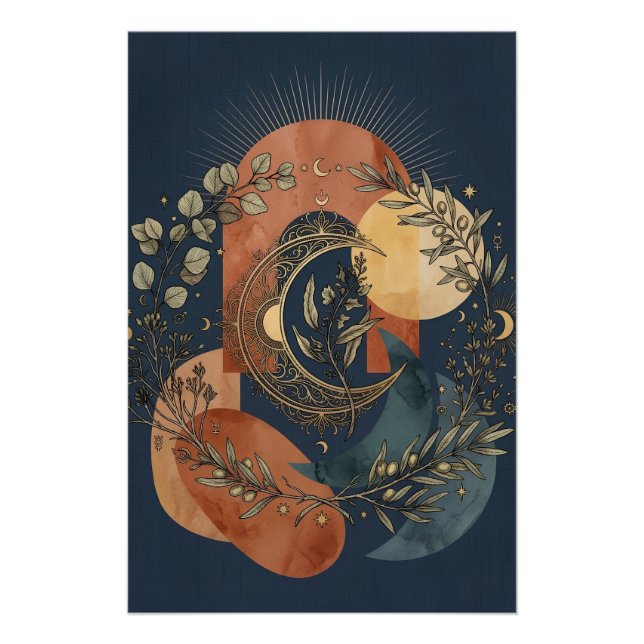 Poster Lune Céleste et Or Soleil Arc (Devant)