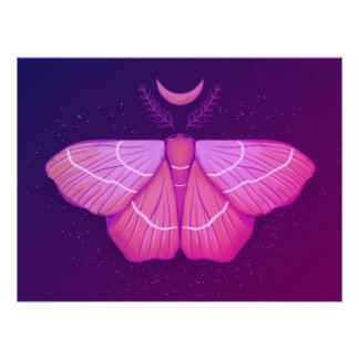 Poster Lune de lune de lune violet d'insecte magique Cott