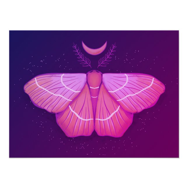 Poster Lune de lune de lune violet d'insecte magique Cott (Devant)