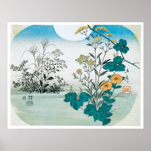Poster Lune et fleurs (Devant)