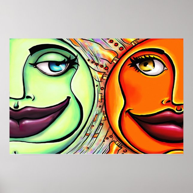 Poster Lune et soleil (Devant)