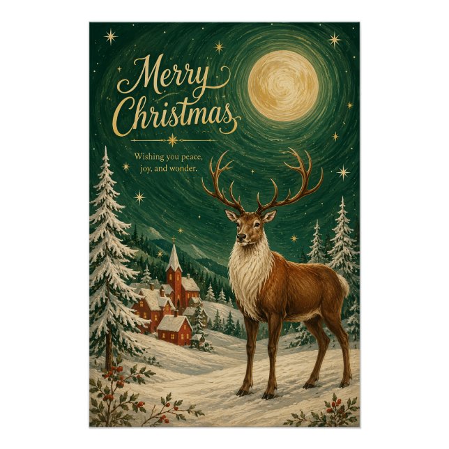 Poster Lune Magique de l'Hiver du Renne (Devant)