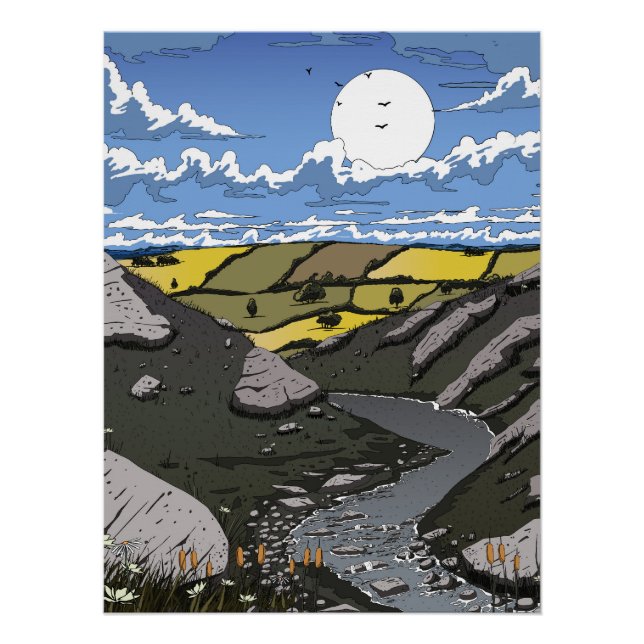 Poster Lune sur la vallée (Devant)