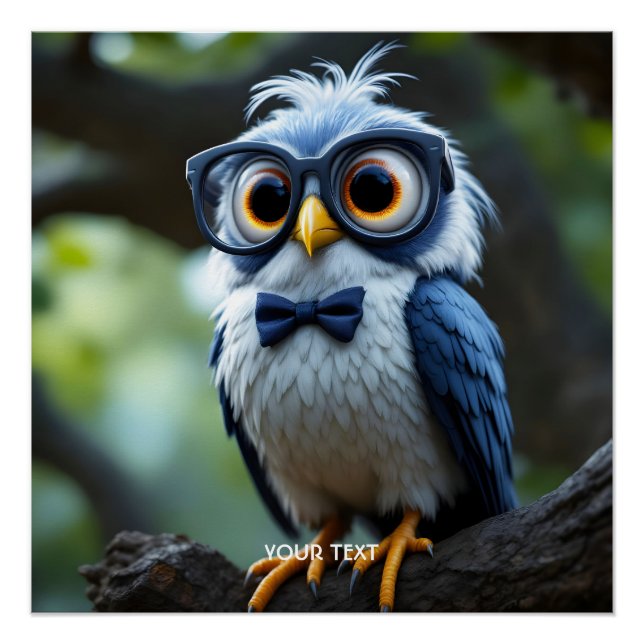 Poster Lunettes de fantaisie chouette mignon arc (Devant)