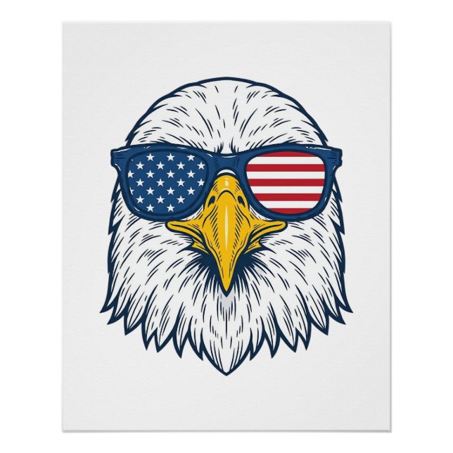 Poster Lunettes de soleil aigle patriotique dessin vector (Devant)