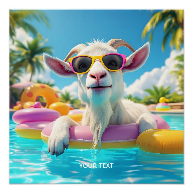 Poster Lunettes de soleil flottantes de chèvre mignonnes  (Devant)