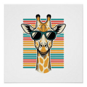 Poster Lunettes de soleil girafe vintage vecteur rayure r