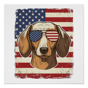Poster Lunettes de soleil vectorielles vintage patriotiqu