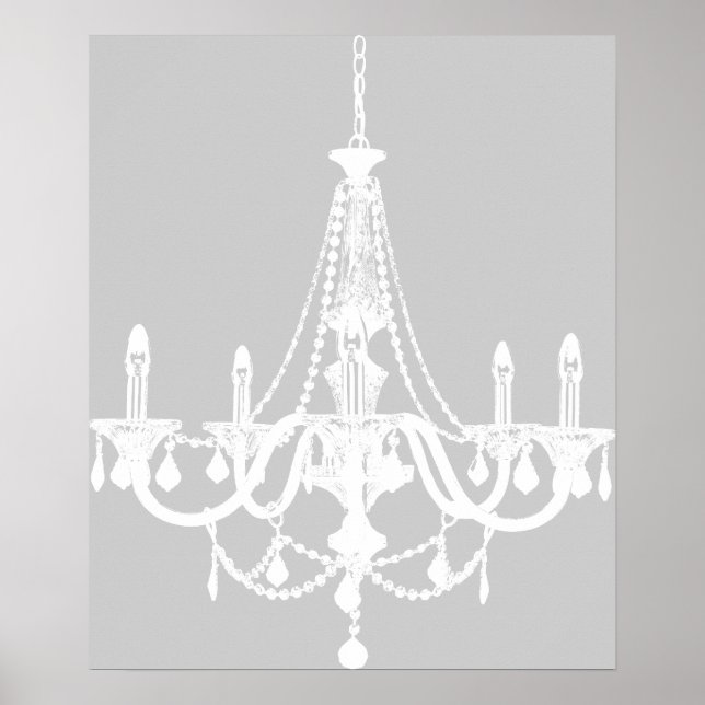 Poster Lustre blanc et gris chic (Devant)