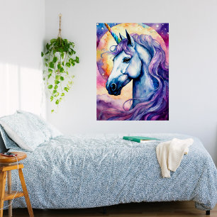 Poster lustré Cosmic Purple Unicorn