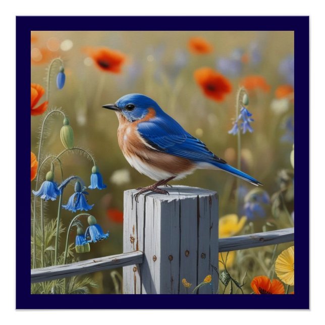 Poster lustré Little Blue Bird (Devant)