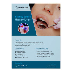 Poster lustré personnalisé de la clinique dentaire