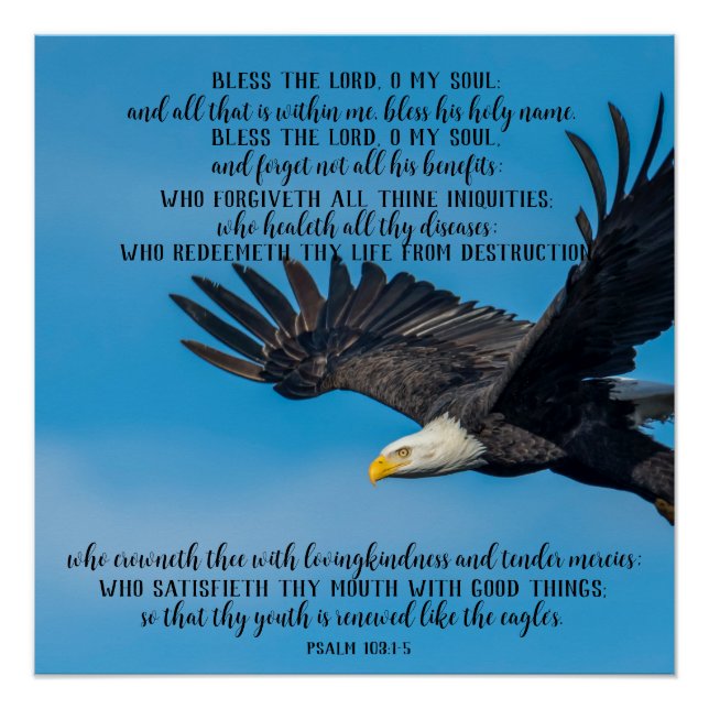 Poster lustré Psalm 103 Flying Eagle (Devant)