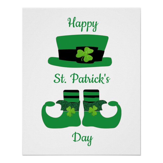 Poster Lutin Saint-Patrick jour Vert Noir   (Devant)