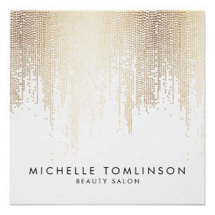 Poster Luxe Faux Gold Confetti Rain Salon de Beauté