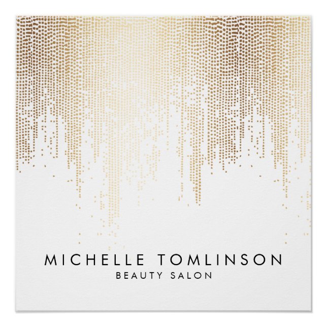 Poster Luxe Faux Gold Confetti Rain Salon de Beauté (Devant)
