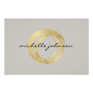Poster Luxe Faux Gold Peint Circle sur Tan Logo Télécharg