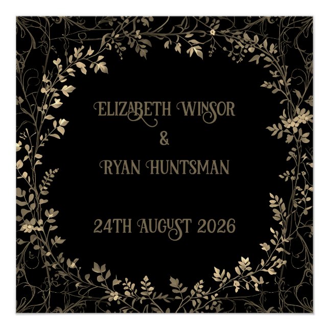 Poster Luxueux Gold & Black Sepia Finale Florale (Devant)