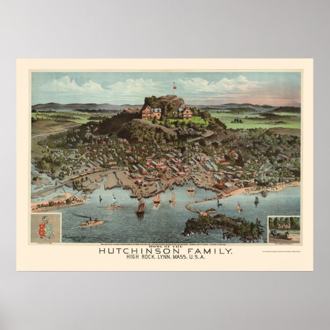 Poster Lynn, MA Carte panoramique - 1881 (Devant)