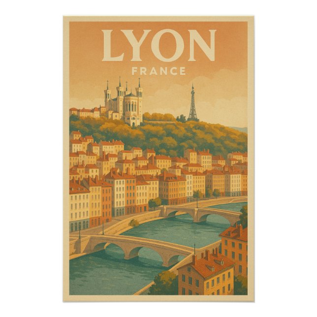 Poster Lyon — France voyage rétro (Devant)