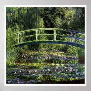 Poster Lys d'eau et pont japonais