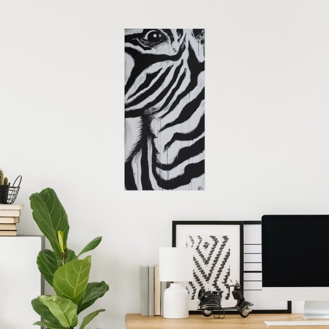 Poster M. Zèbre Œil Faune Peinture des Plaines Africaines (Bureau à domicile)