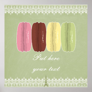 Poster Macarons à Paris et la dentelle