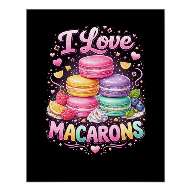 Poster Macarons Amour Sucré (Devant)