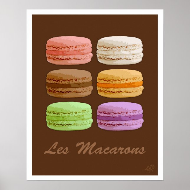Poster Macarons français - pastels multicolores (Devant)