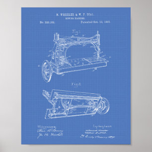 Poster Machine à coudre 1885 Brevet Art - Plan directeur