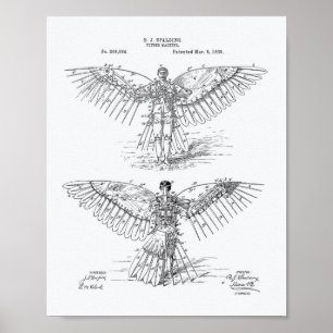 Poster Machine à voler 1889 Brevet d'Art - Livre blanc