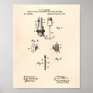 Poster Machines à coudre 1893 Brevet Art Vieux Poivre