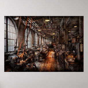Poster Machiniste - un atelier de construction mécanique